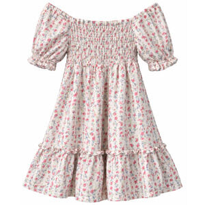 Polo Ralph Lauren Girls 3 Pink Floral Smocked Dress Cotton Puff Sleeve